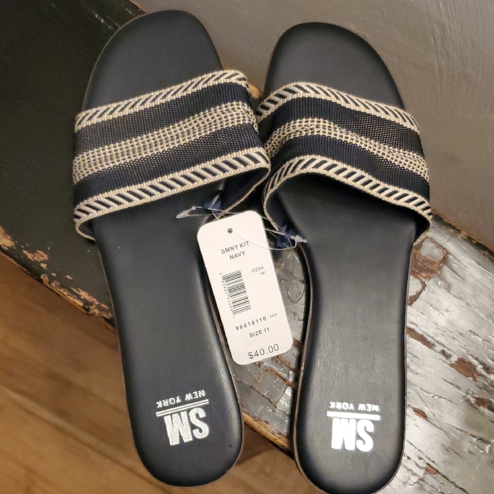⭐️3 for$20⭐️SM New York Women's Navy Slide Sandals